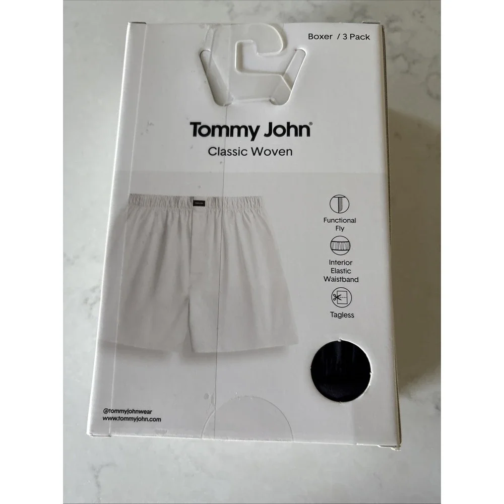 Tommy John Men's Boxer shorts Classic Woven 3pk 100% cotton logo size XL NIB